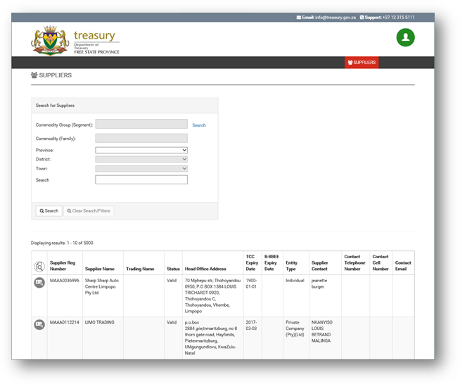 Supplier Portal – Searching for Suppliers